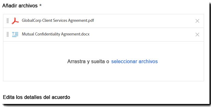 Añada archivos según sea necesario