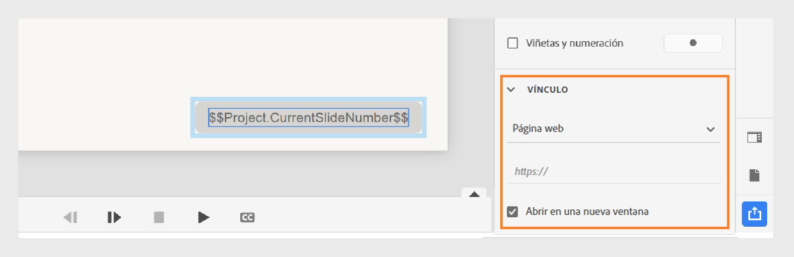 Añadir hipervínculos en un pie de página para mostrar información de copyright