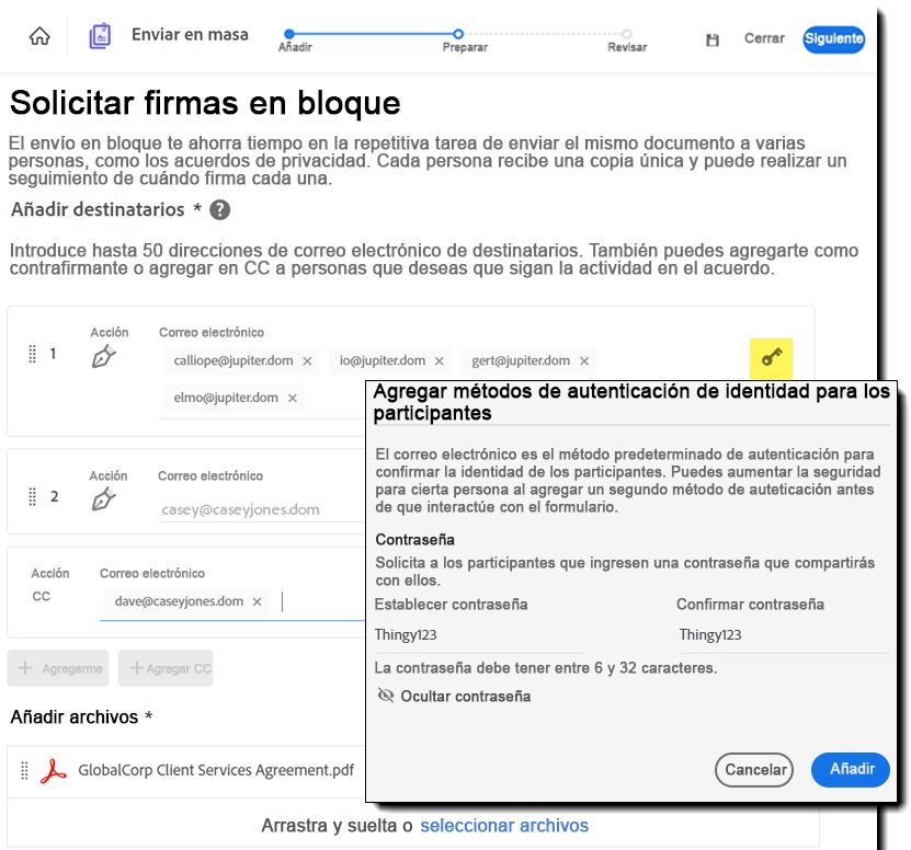 Participantes configurados