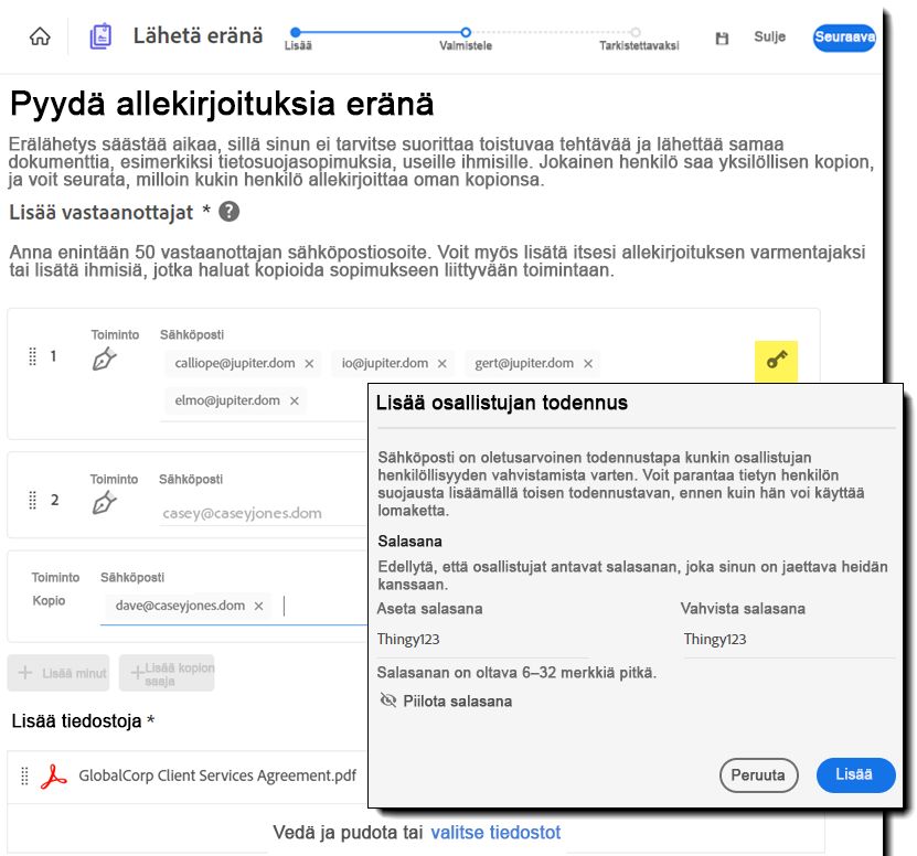 Määritetyt osallistujat