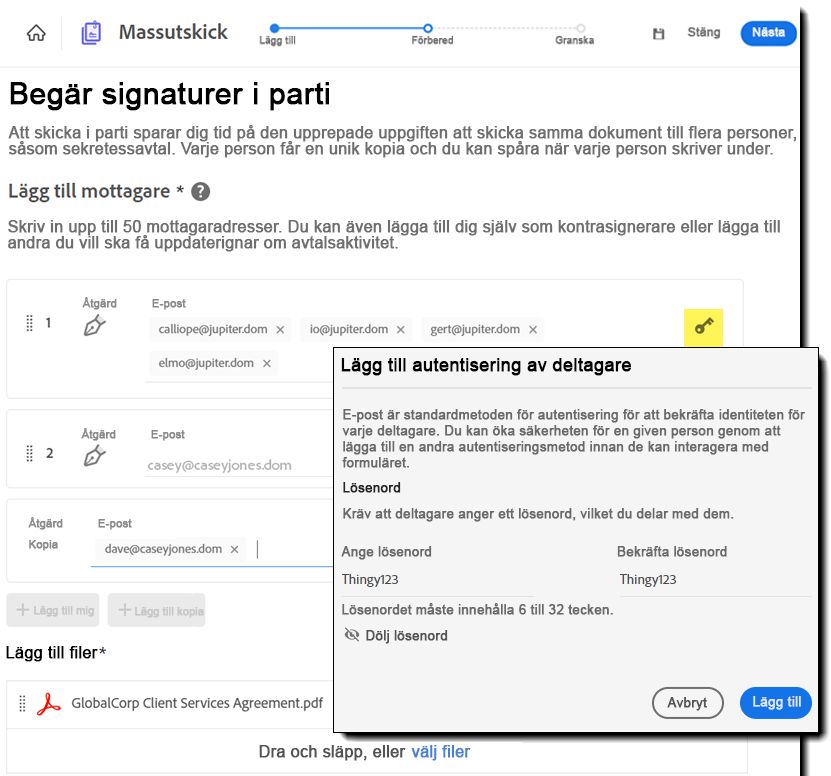 Konfigurerade deltagare
