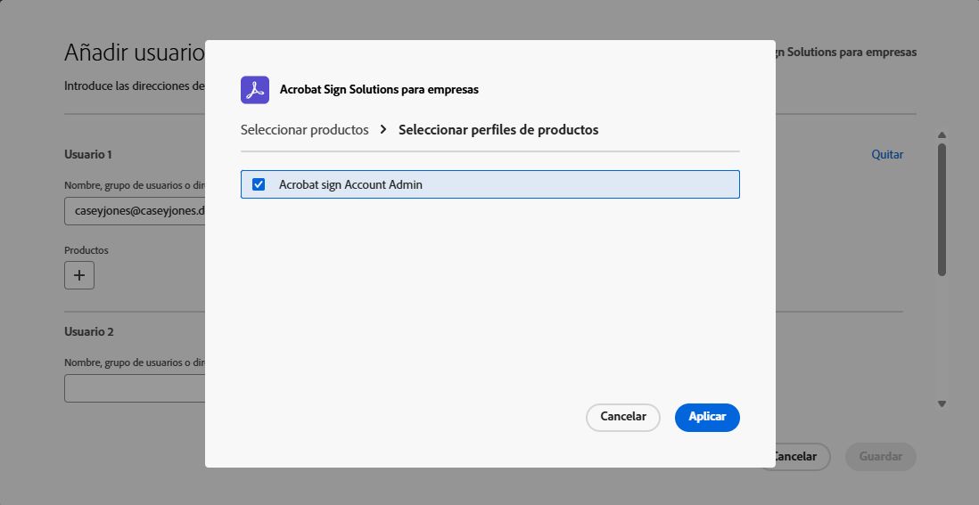 El menú de Productos expandido