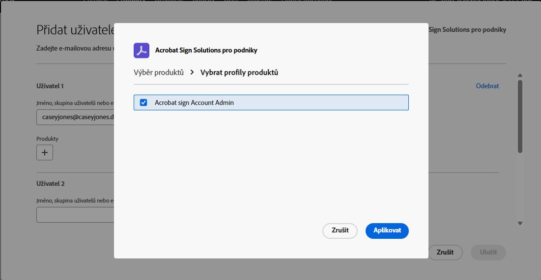 Rozbalená nabídka Produkty