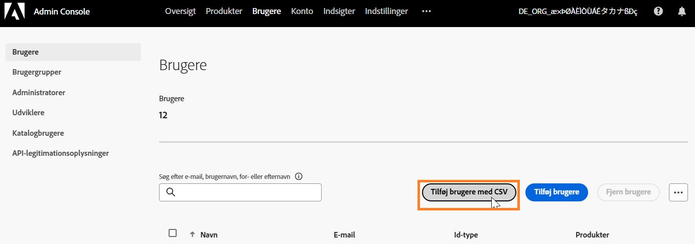 Tilføj brugere med CSV