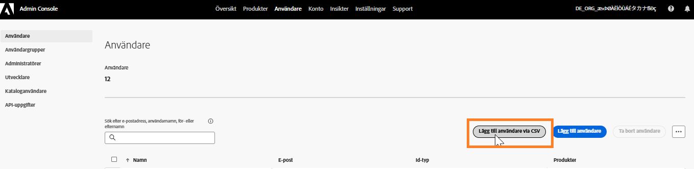 Lägg till användare via CSV