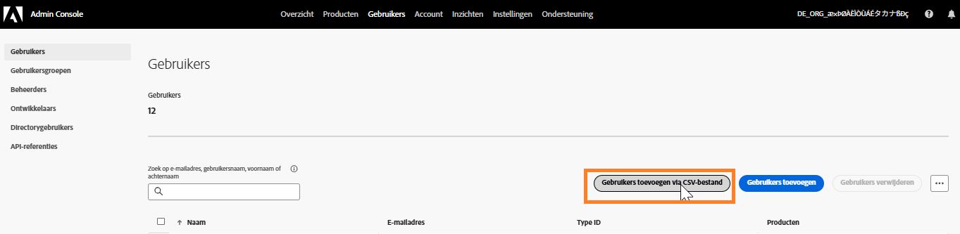 Gebruikers toevoegen via CSV-bestand