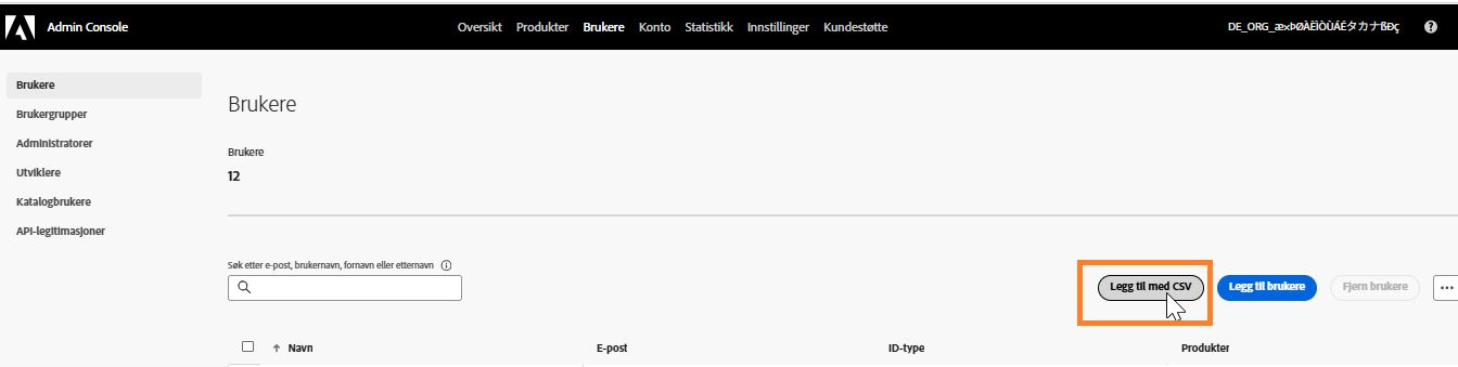 Legg til brukere med en CSV-fil