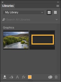 Grafiske innholdselementer lagt til i et bibliotek i Photoshop