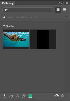 Grafické datové zdroje přidané do knihovny v aplikaci Photoshop