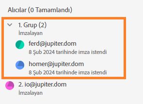 Her iki katılımcıyı da gösterecek şekilde genişletilmiş bir alıcı Grubu.