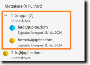 En mottakergruppe ble utvidet for å vise begge deltakerne.