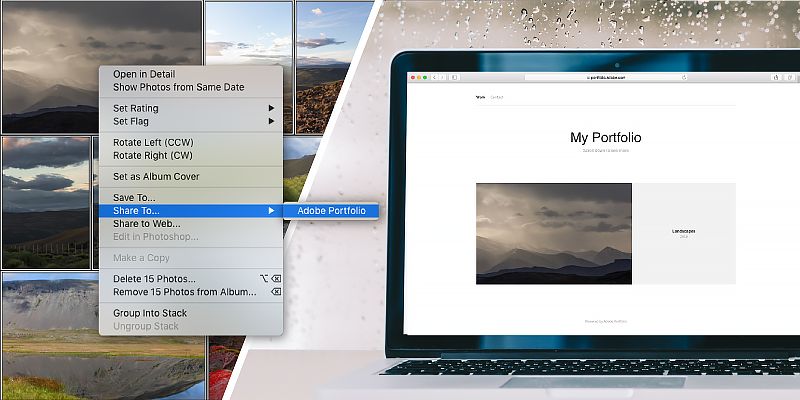 Del bildene dine i Adobe Portfolio