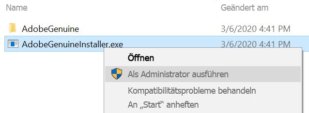 Installieren Sie das Adobe Genuine-Installationsprogramm erneut