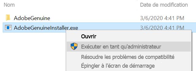 Installation d’AdobeGenuineInstaller