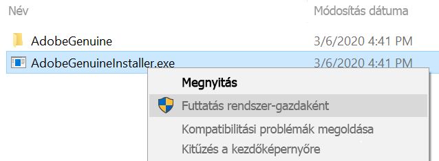 Az AdobeGenuineInstaller szerkesztése