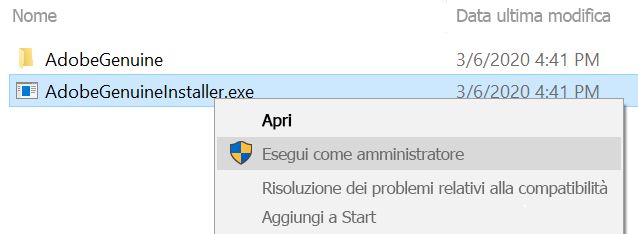 Installazione di AdobeGenuineInstaller