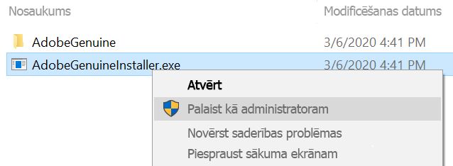 AdobeGenuineInstaller instalēšana