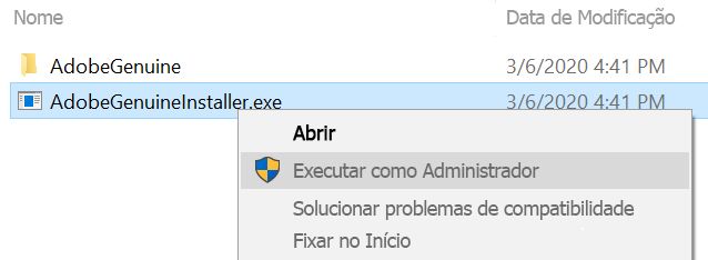 Instalar o AdobeGenuineInstaller