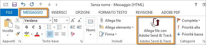 Allegare i file tramite il pulante Adobe Send & Track
