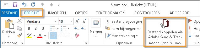 De knop Bestand koppelen via Adobe Send & Track