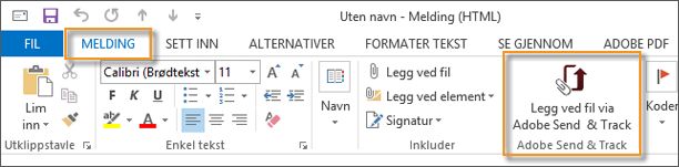 Knappen Legg ved fil via Adobe Send & Track