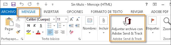 Adjuntar archivos a través del botón Adobe Send & Track