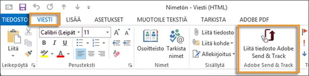 Liitä tiedosto Adobe Send & Trackin kautta -painike