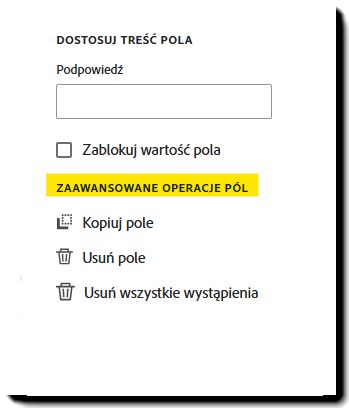Sekcja Zaawansowane operacje pola we właściwościach pola.