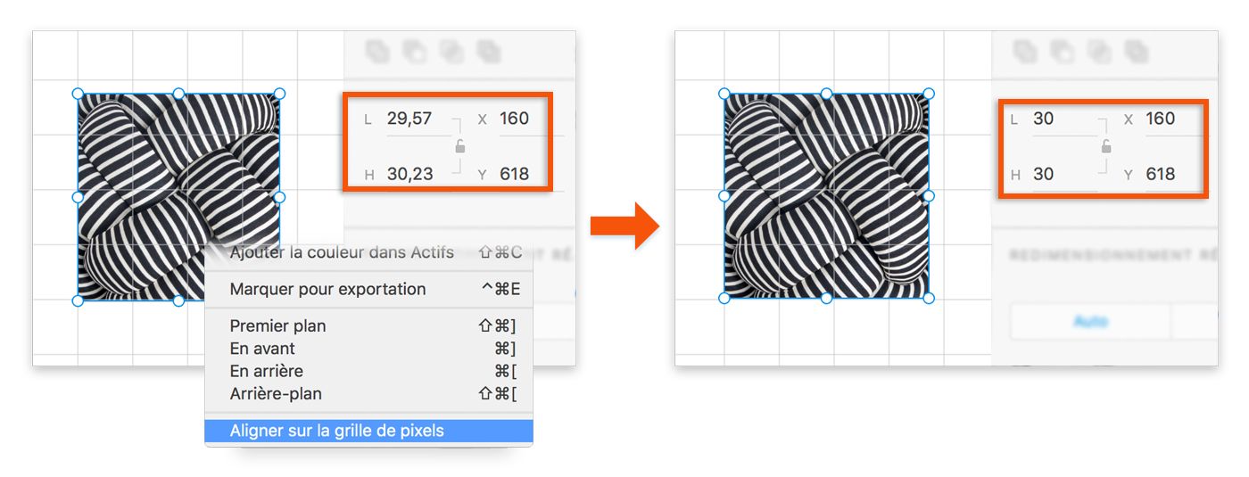 Aligner sur la grille de pixels