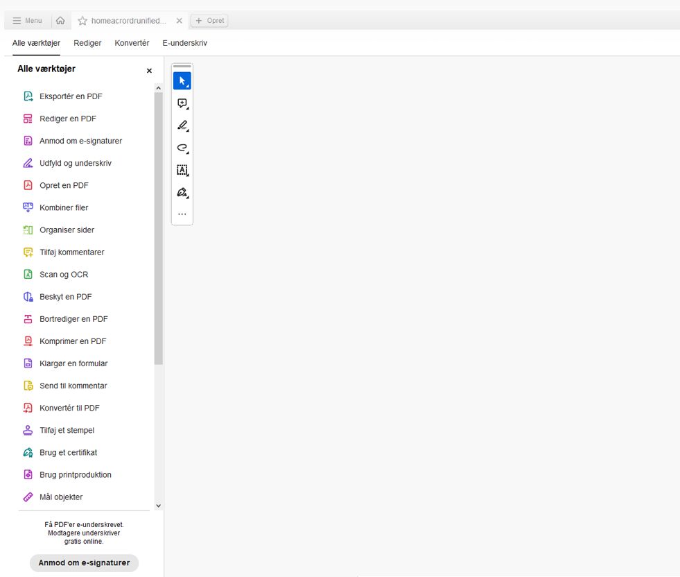 Menuen Alle værktøjer