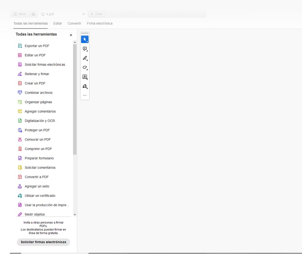 El menú Todas las herramientas