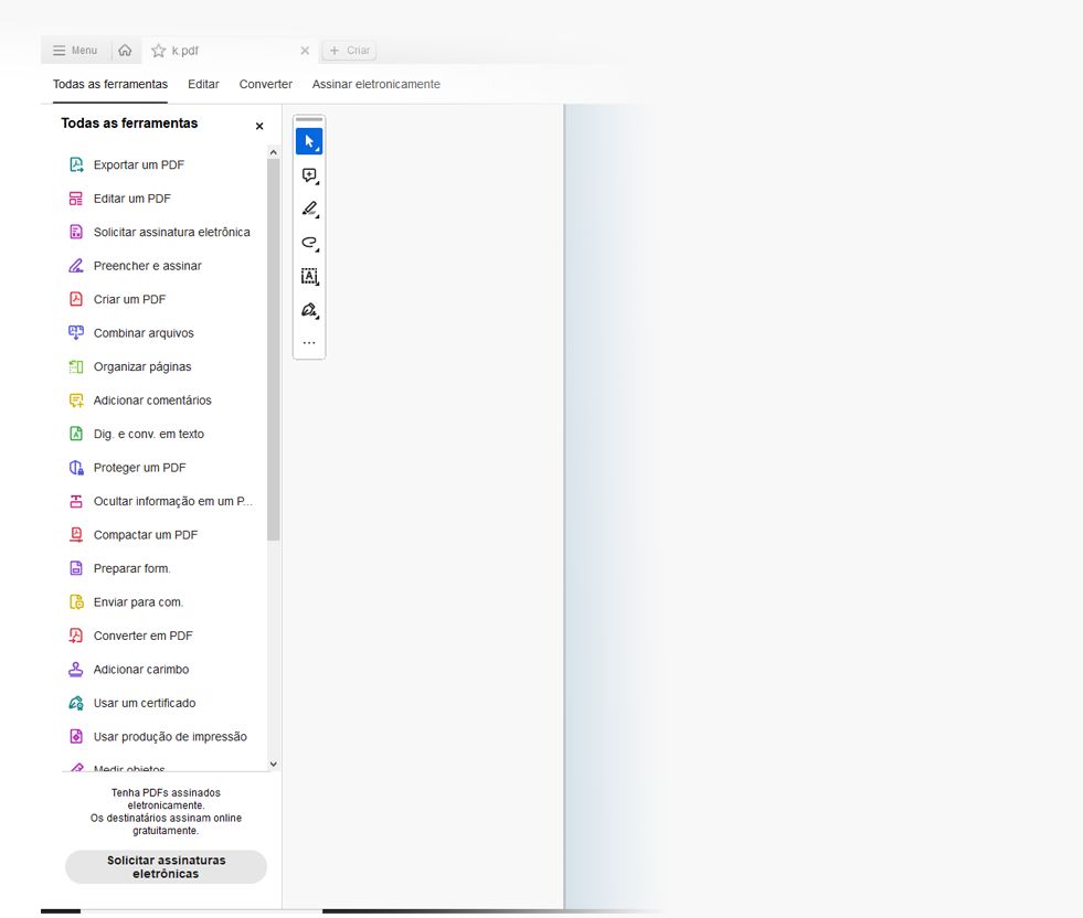 O menu Todas as ferramentas