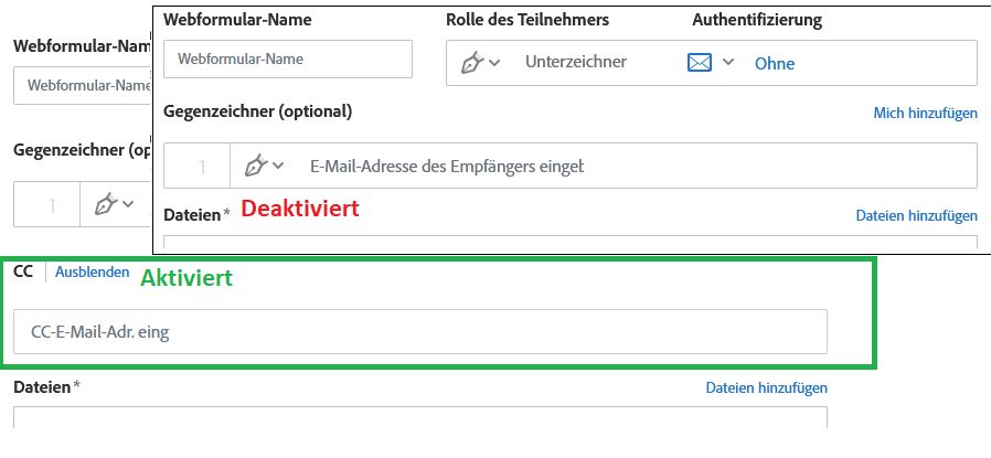 CC in einem Webformular zulassen