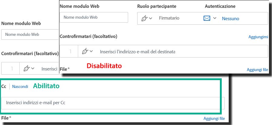 Consenti Cc nei moduli web
