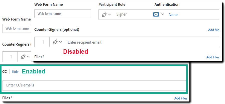 Permitir CCs em um formulário web