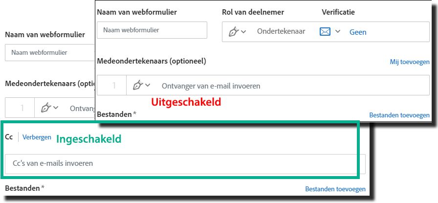 CC's toestaan binnen een webformulier
