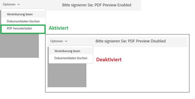 PDF-Vorschau des Webformulars zulassen