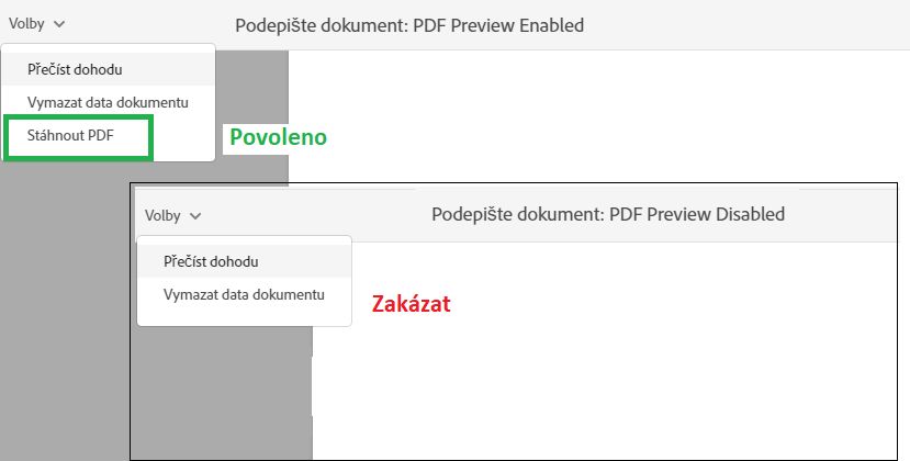 Povolit náhled webových formulářů v PDF