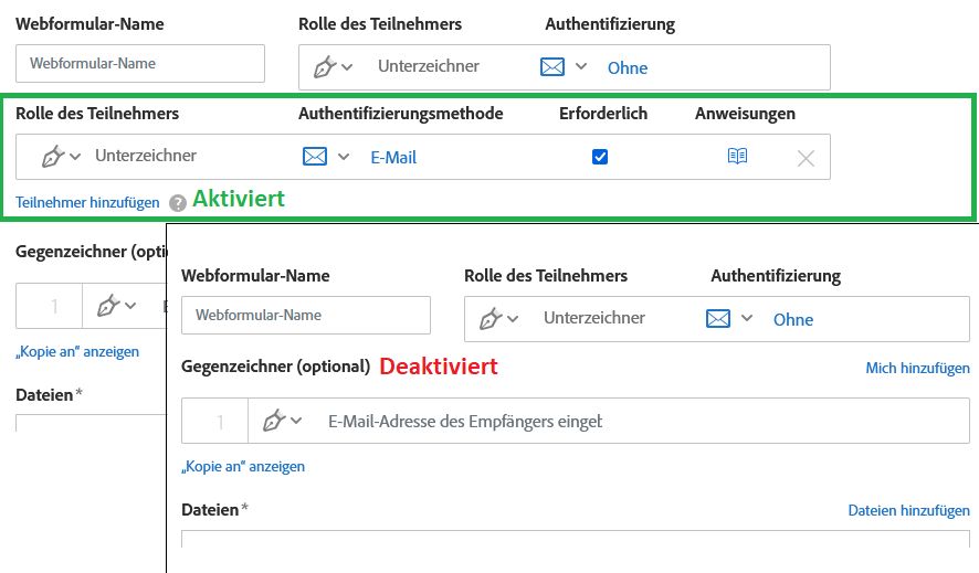 Oberfläche „Weitere Teilnehmer zulassen“