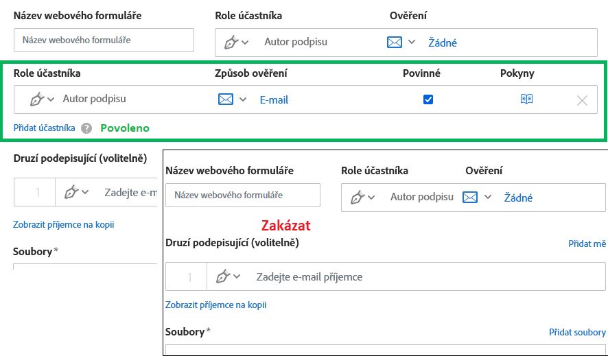 Rozhraní Povolit další účastníky