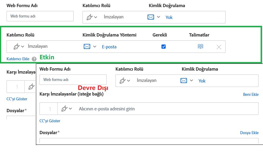 Ek katılımcılara izin ver arabirimi