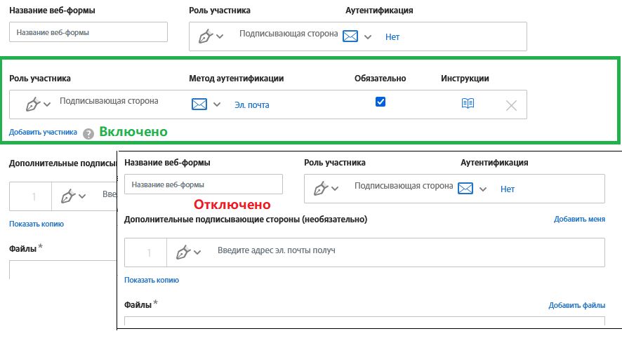 Интерфейс для разрешения дополнительных участников