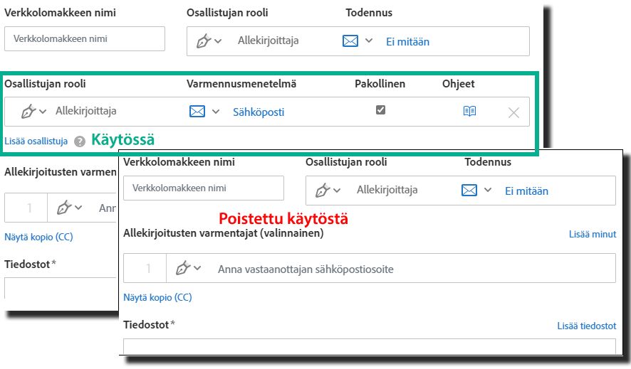Salli ylimääräiset osallistujat -käyttöliittymä