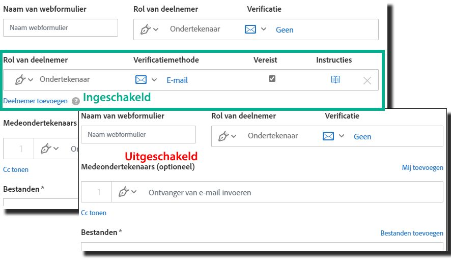 Interface voor extra deelnemers toestaan