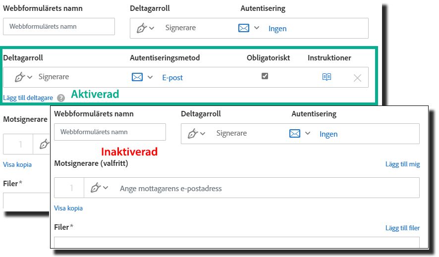 Gränssnittet Tillåt ytterligare deltagare