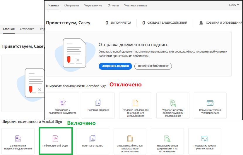 Настройка использования эффекта веб-форм на домашней странице