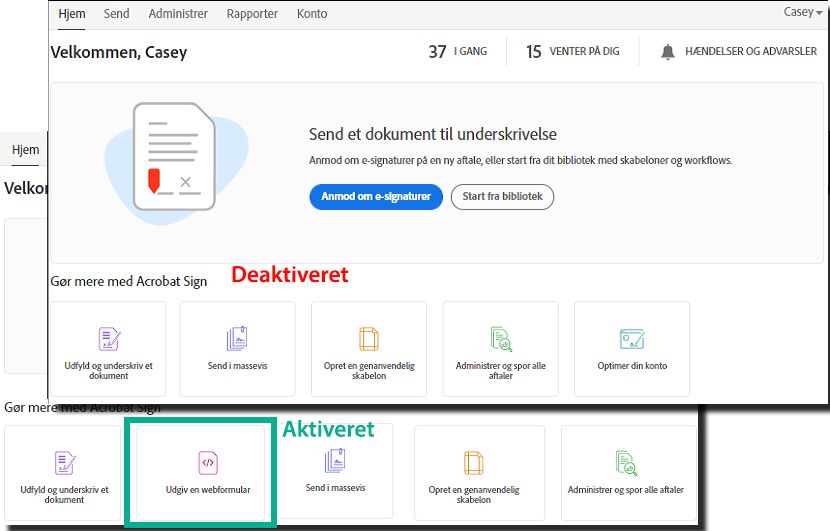 Tillad brug af effekt for webformularer på startsiden