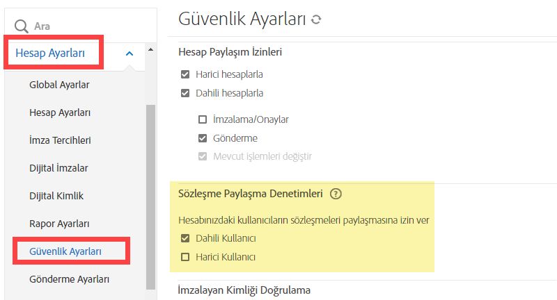 Sözleşme paylaşma denetimleri