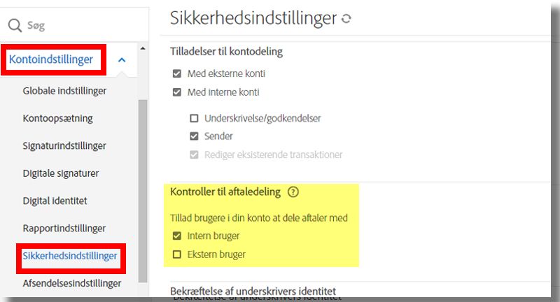 Kontroller for aftaledeling