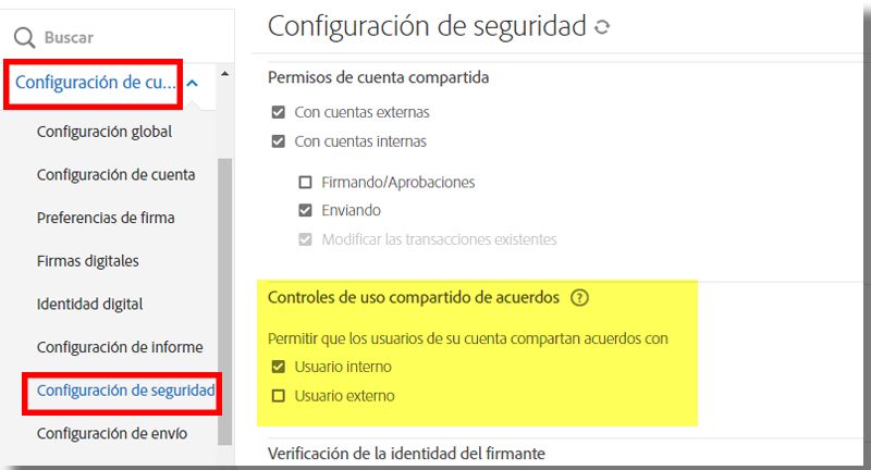 Controles de uso compartido de acuerdos